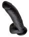 King Cock 9 - nagy tapadótalpas, herés dildó (23 cm) - fekete kép
