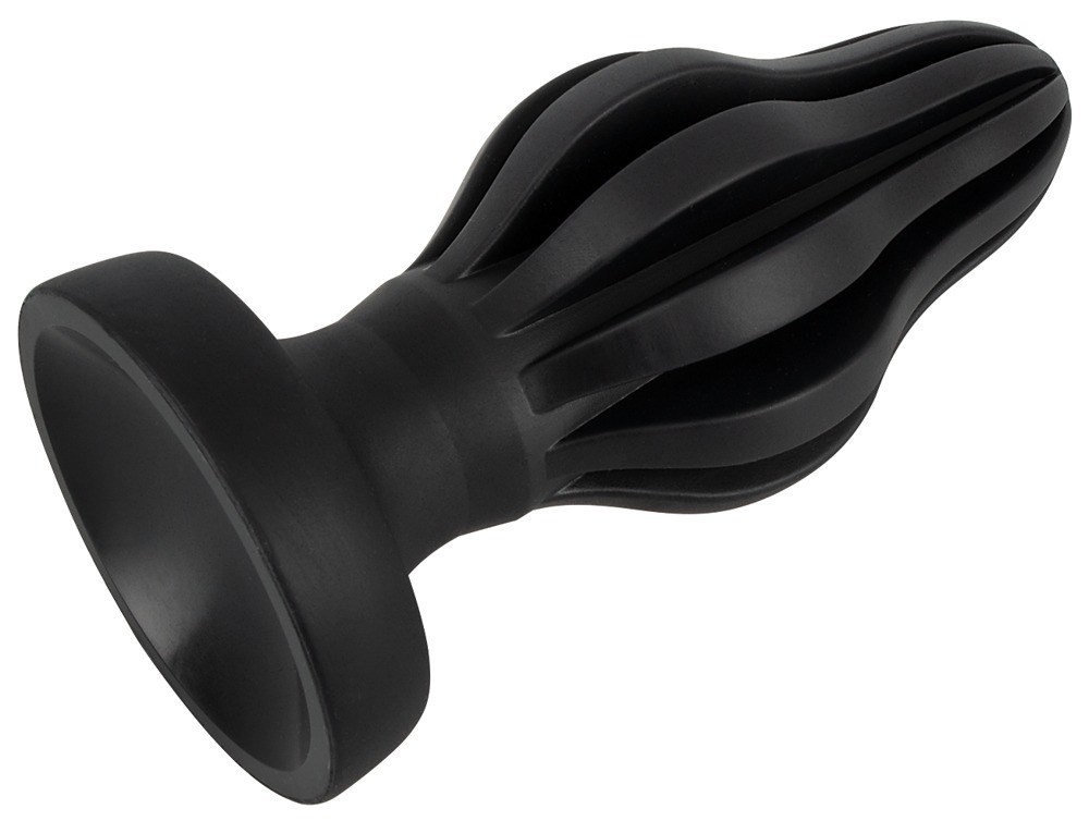 ANOS - szuperpuha, bordázott anál dildó - 5 cm (fekete) Anál dildó, anál tágító, vibrátor kép