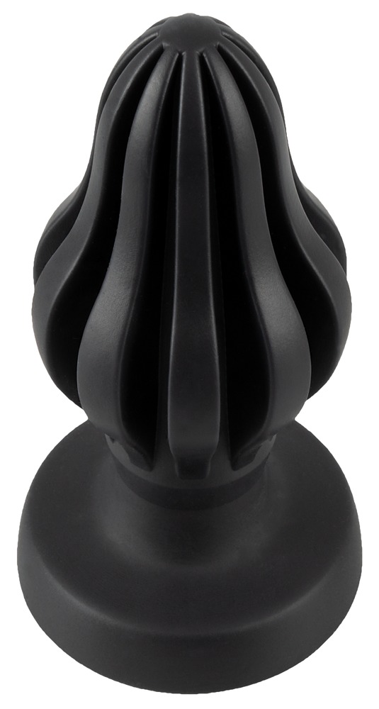 ANOS - szuperpuha, bordázott anál dildó - 7 cm (fekete) Anál dildó, anál tágító, vibrátor kép