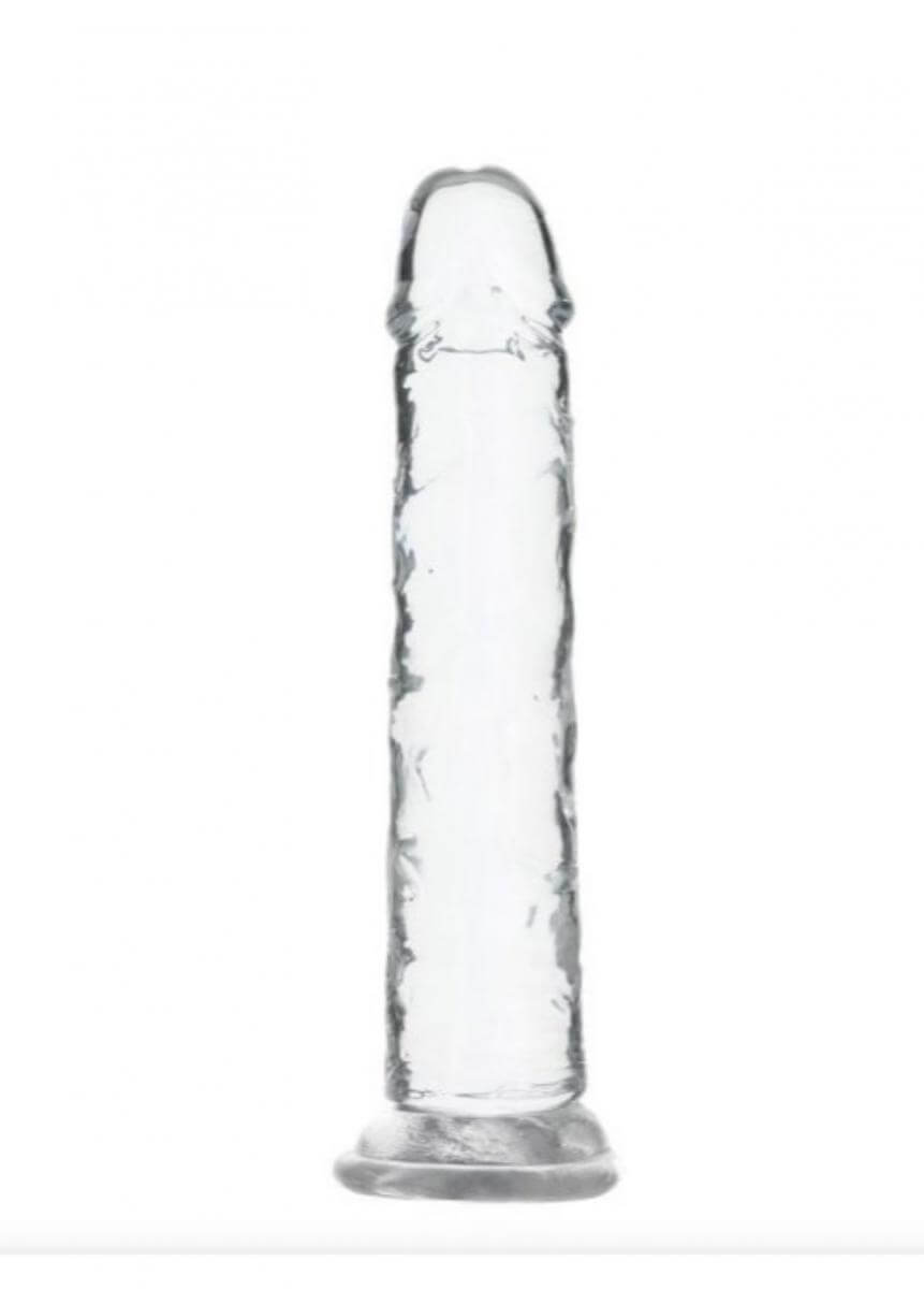 Addiction Crystal - talpas dildó (áttetsző) - 18 cm Dildó, műpénisz kép