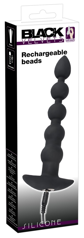 Black Velvet - akkus 5 gyöngyös anál vibrátor (fekete) kép