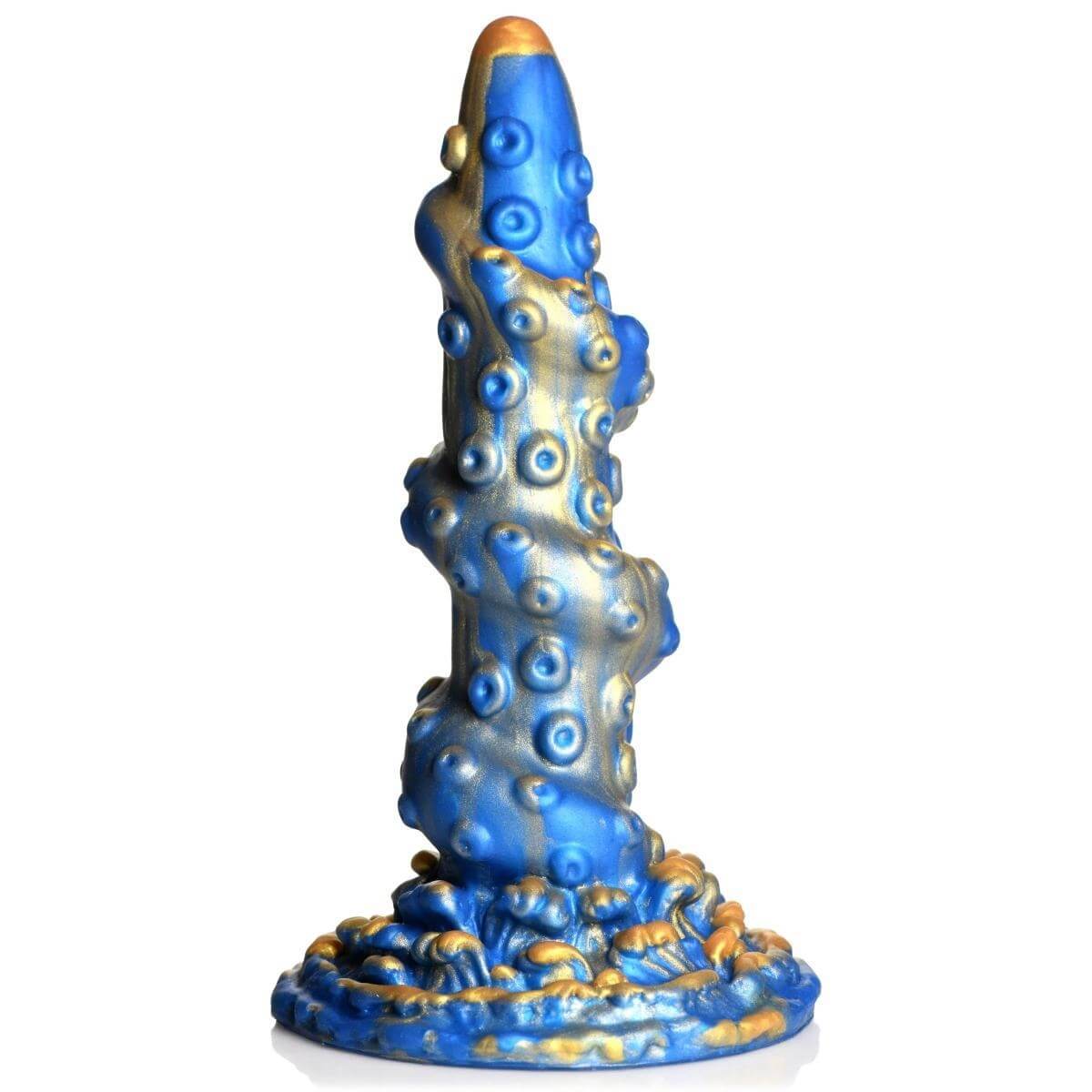 Creature Cocks Kraken - spirálos polipkar dildó - 21 cm (arany-kék) kép