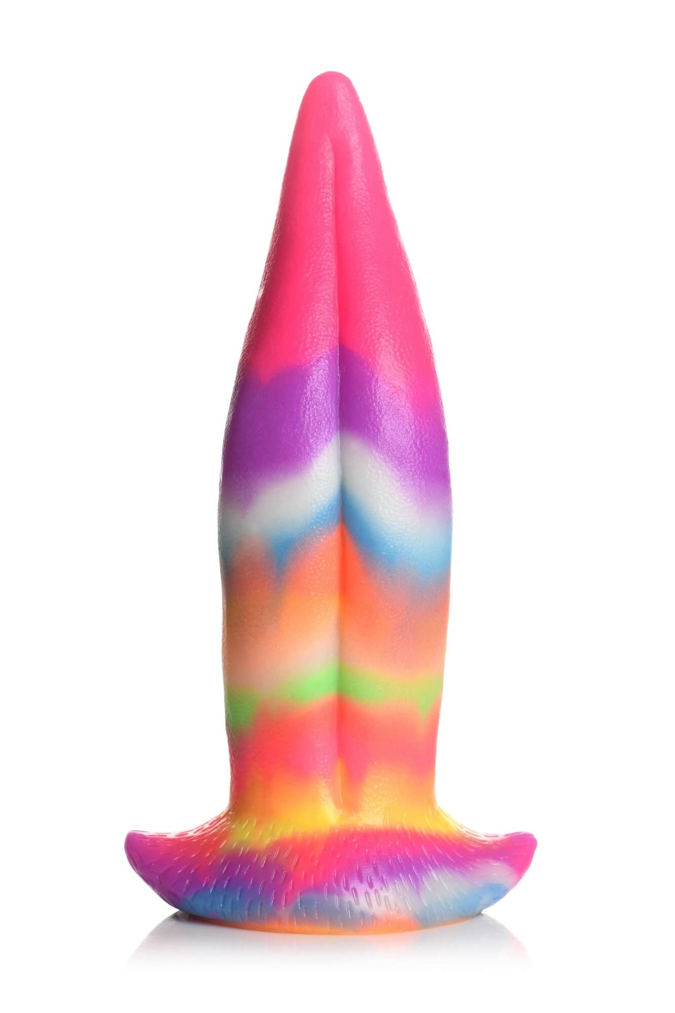 Creature Cocks Tongue - világító szilikon dildó - 21 cm (szivárvány) kép