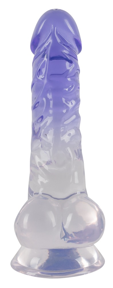 Crystal Clear - talpas herés dildó - 19,5 cm (áttetsző-lila) Dildó, műpénisz kép