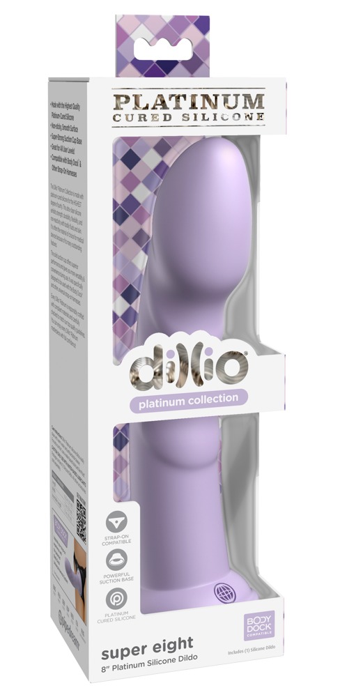 Dillio Super Eight - tapadótalpas makkos szilikon dildó (21 cm) - lila kép