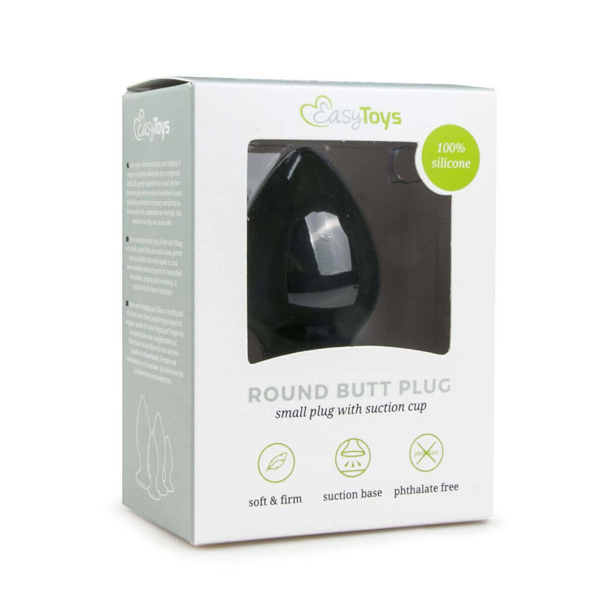 EasyToys Round Butt Plug XL - anál dildó (fekete) - extra nagy kép