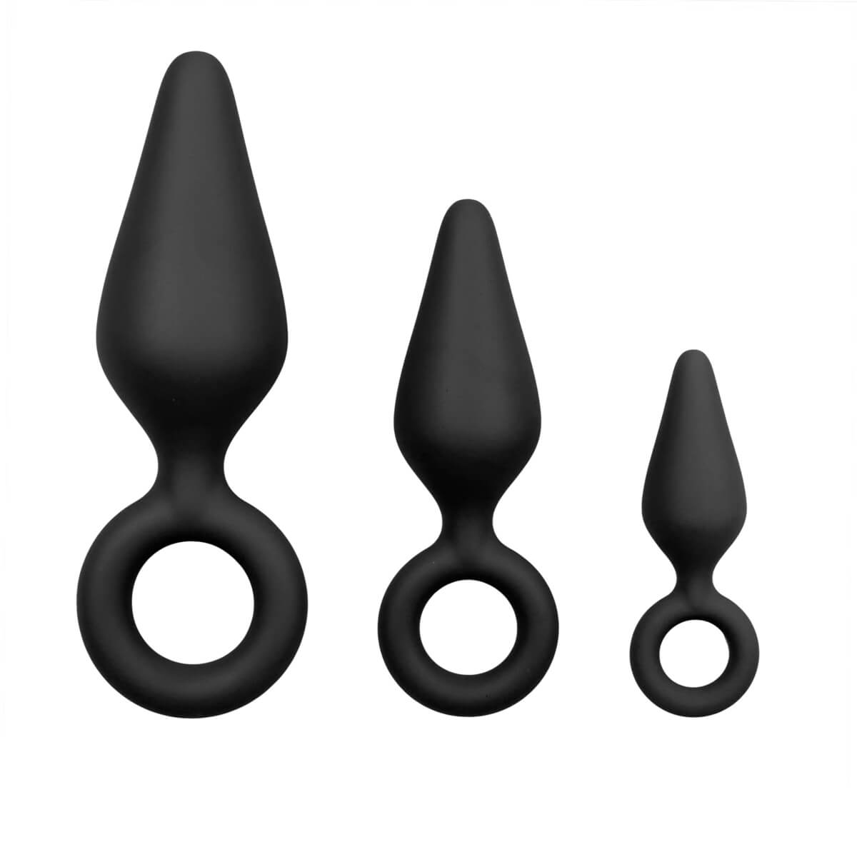 Easytoys - anál dildó fogógyűrűvel szett - 3 db (fekete) kép