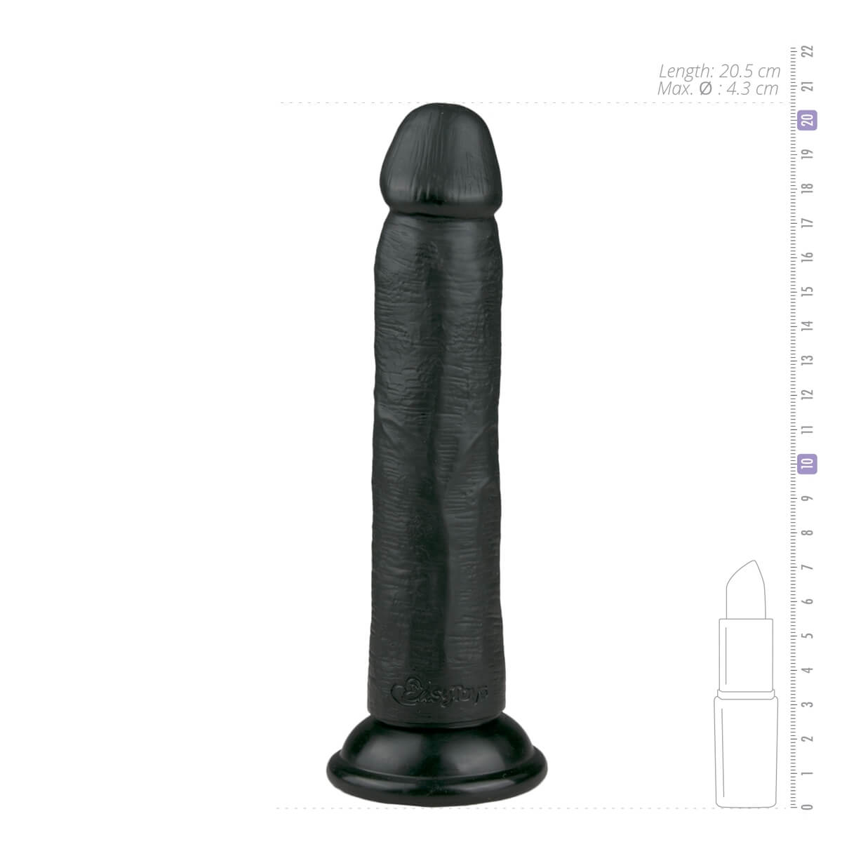 Easytoys - tapadótalpas élethű dildó (20,5 cm) - fekete Dildó, műpénisz kép