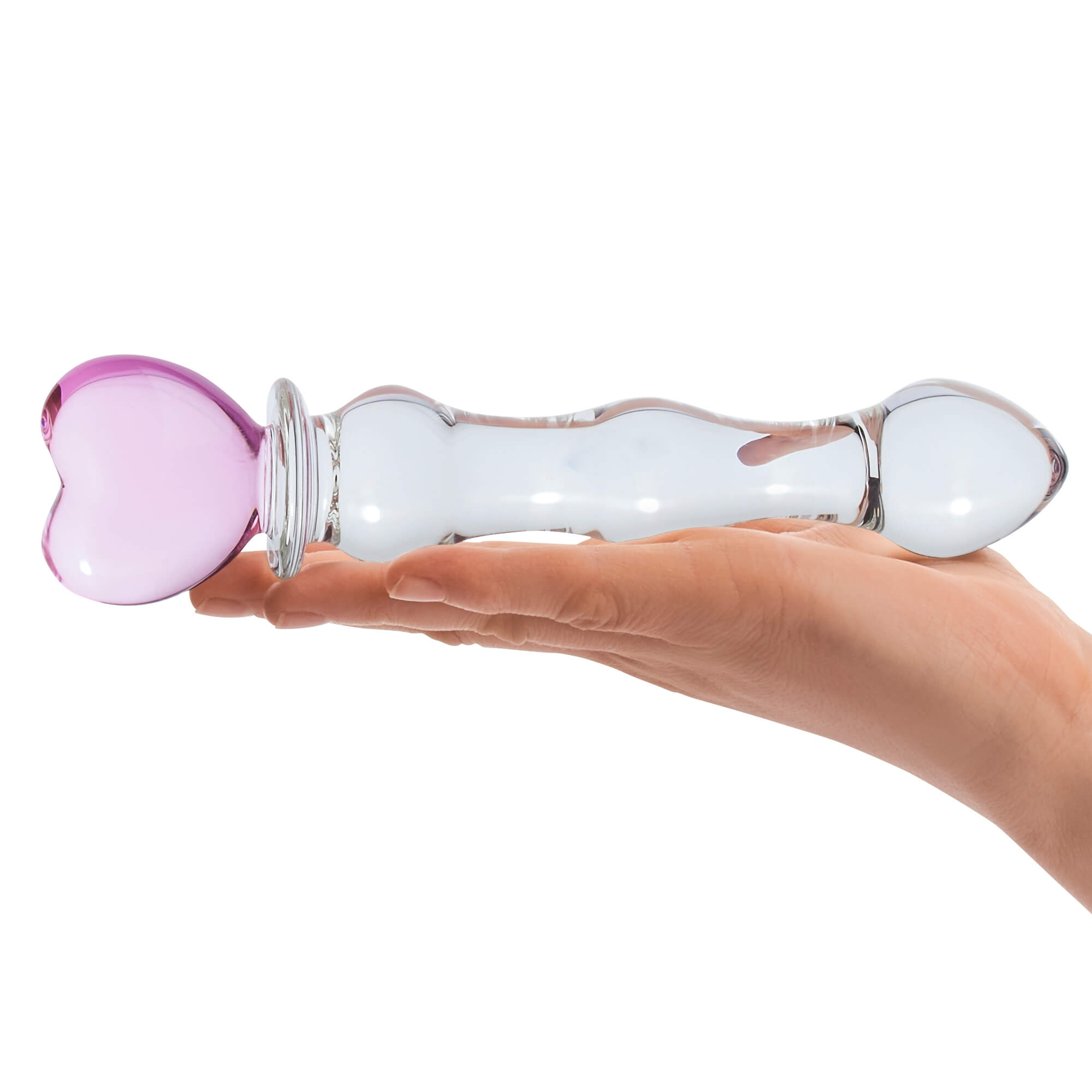 GLAS - szíves üveg dildó (áttetsző) Dildó, műpénisz kép