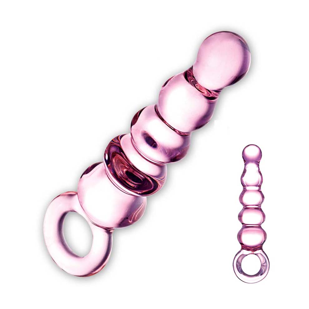 GLAS - üveg anál gyöngysor dildó (pink) kép