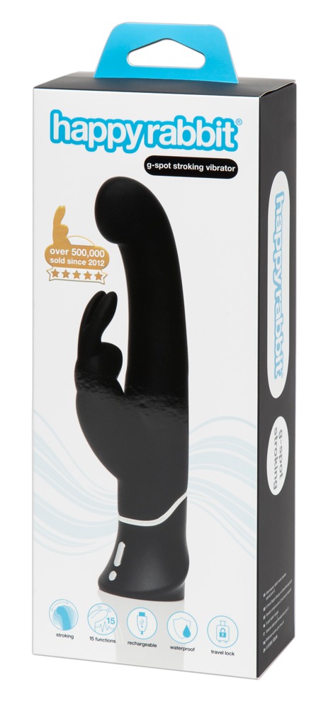 Happyrabbit G-spot - akkus, vízálló, csiklókaros bólogató vibrátor (fekete) kép
