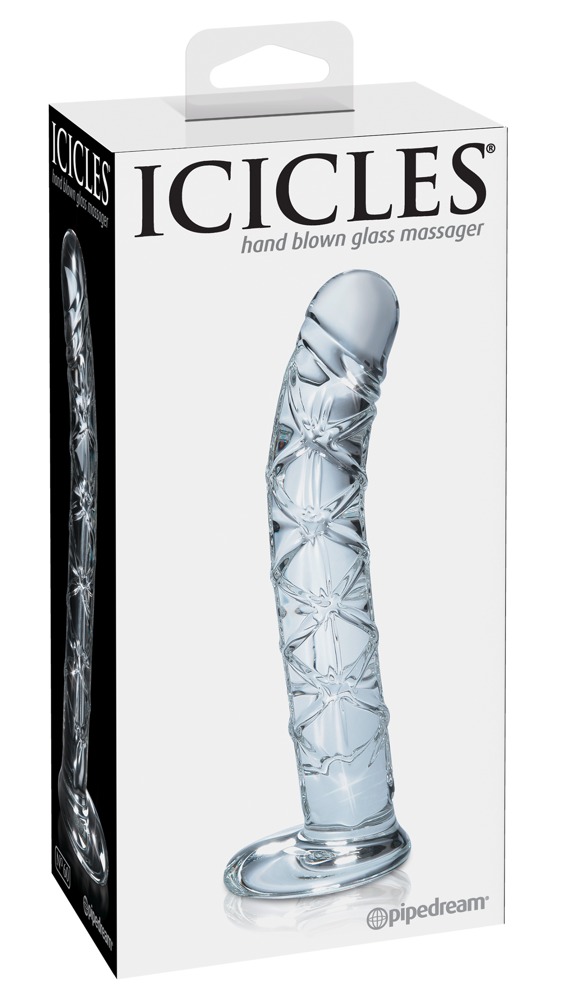 Icicles No. 60 - hálós, péniszes üveg dildó (áttetsző) kép