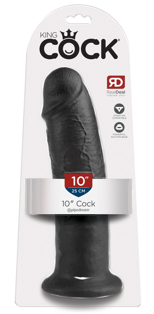 King Cock 10 - nagy tapadótalpas dildó (25 cm) - fekete kép