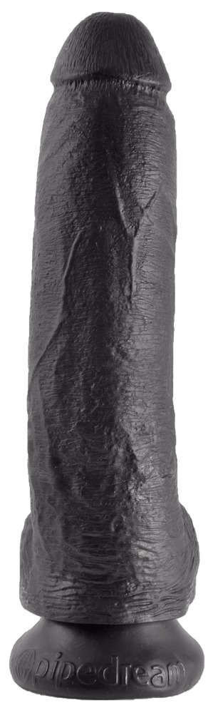 King Cock 9 - nagy tapadótalpas, herés dildó (23 cm) - fekete Dildó, műpénisz kép