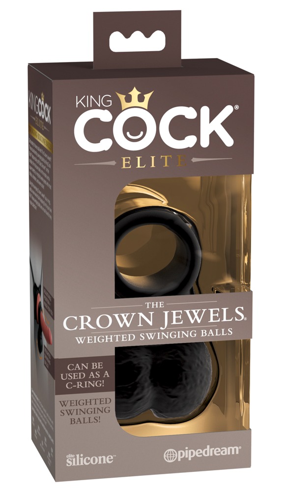 King Cock Elite Crown Jewels - lengőhere, péniszfeltét (fekete) kép