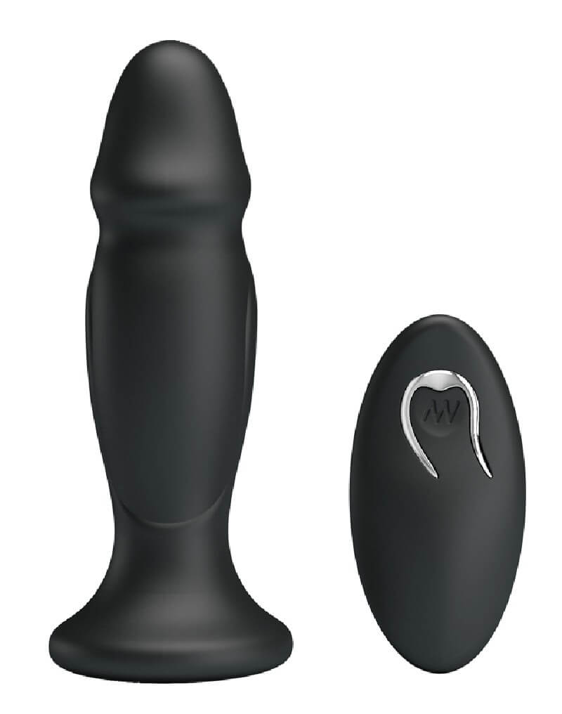 MR. PLAY - akkus, rádiós anál vibrátor (fekete) Anál dildó, anál tágító, vibrátor kép