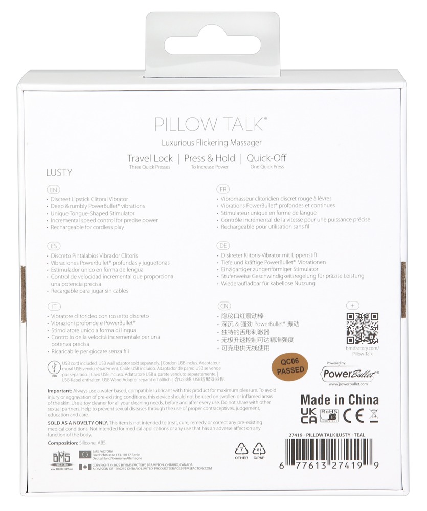 Pillow Talk Lusty - akkus, nyelves rúdvibrátor (türkiz) Kicsi vibrátor kép