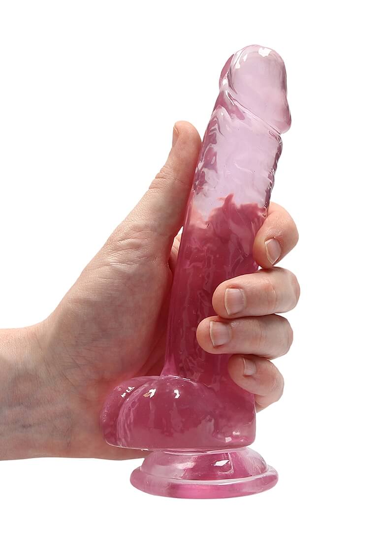REALROCK - áttetsző élethű dildó - pink (17 cm) Dildó, műpénisz kép