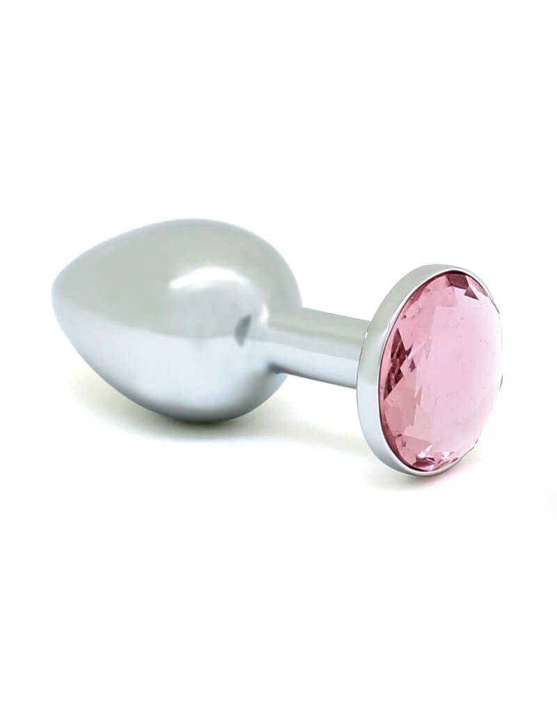 Rimba XS - pink köves, fém anál dildó (ezüst) kép