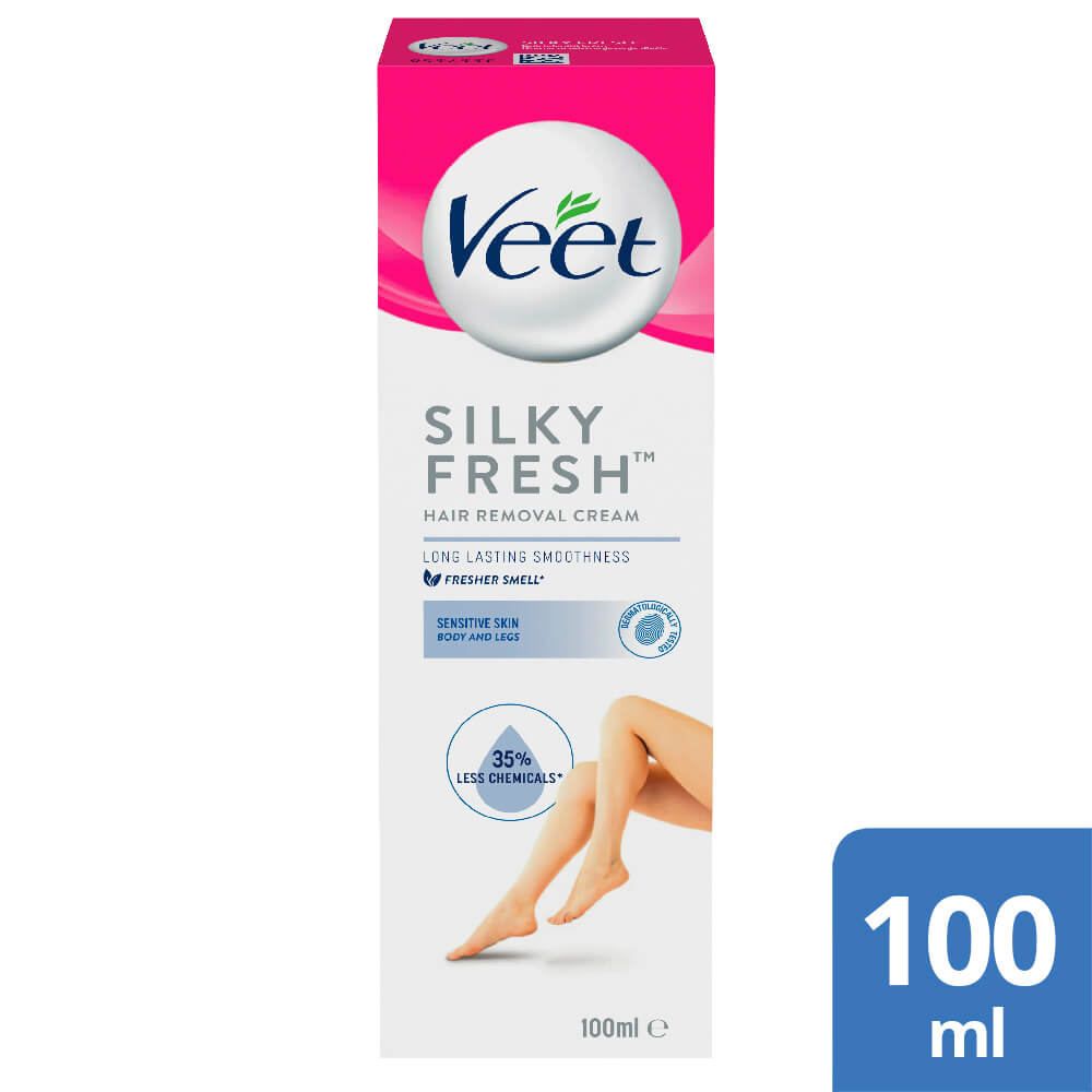 Veet Silk & Fresh - szőrtelenítő krém érzékeny bőrre - szőrtelenítő aloe vera (100 ml) kép
