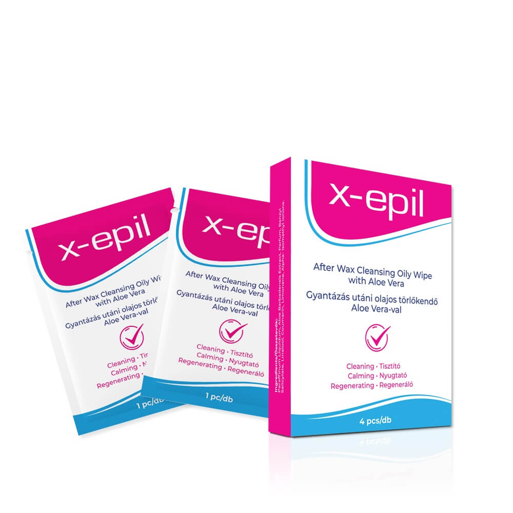 X-Epil - Gyantázás utáni olajos törlőkendő (4 db) - Aloe Vera Intim higiénia, intim ápolás kép