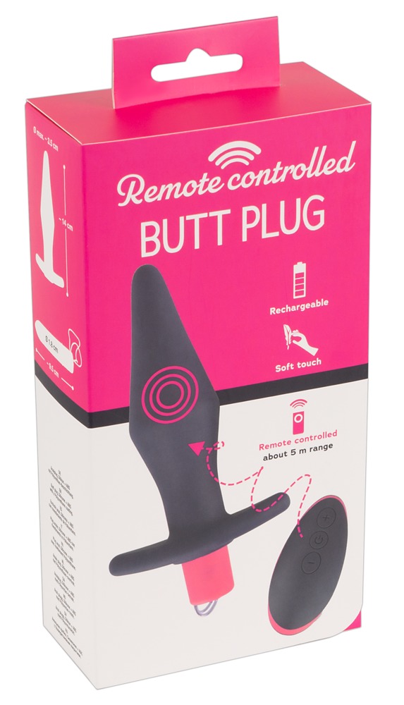 You2Toys Butt Plug - akkus, rádiós anál vibrátor kúp (fekete-pink) kép